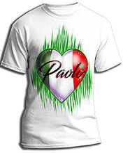 F032 Personalized Airbrushed Italian Flag Heart Tee Shirt