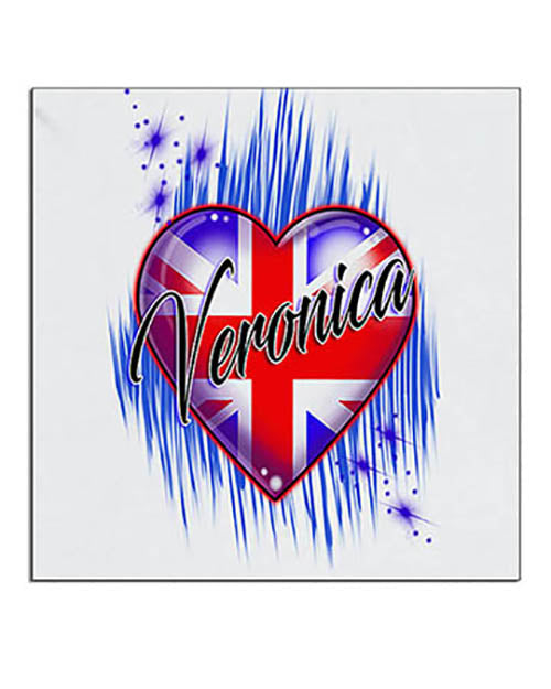F033 Personalized Airbrushed British Flag Heart Ceramic Coaster