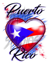 F034 Digitally Airbrush Painted Personalized Custom Puerto Rico Flag Heart Drawstring Backpack