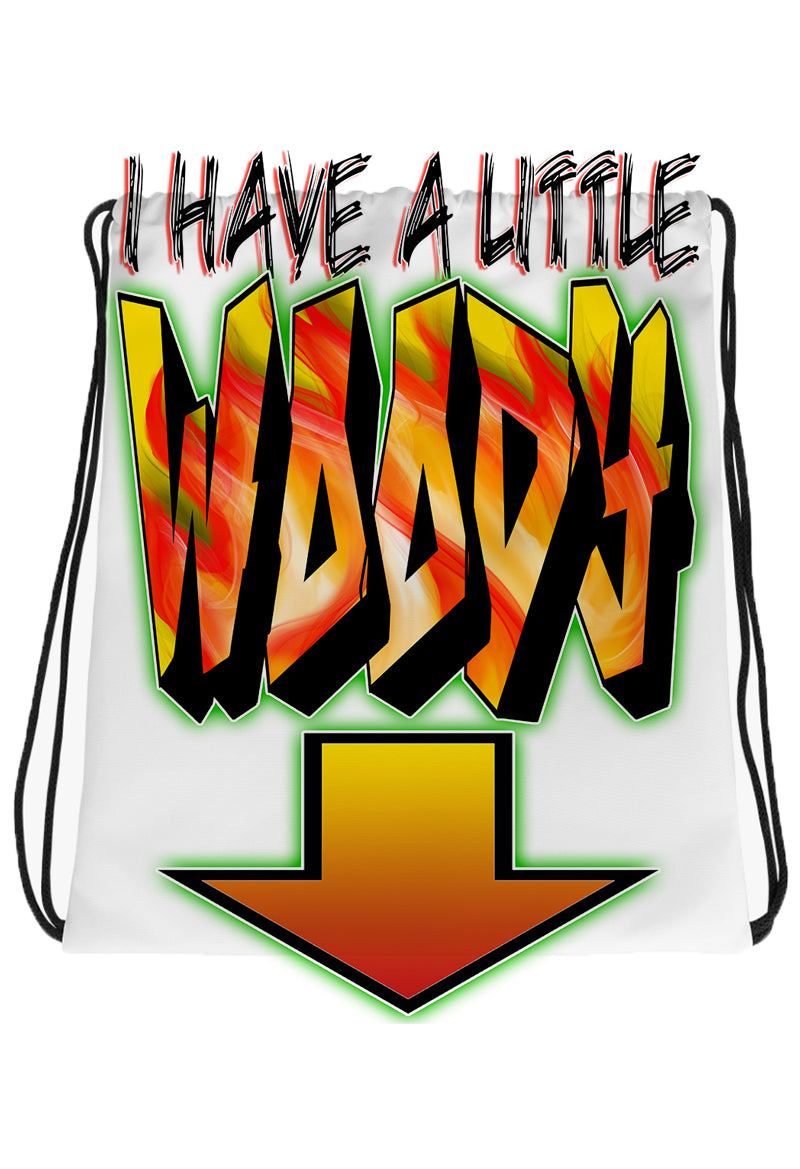 F036 Digitally Airbrush Painted Personalized Custom Arrow Drawstring Backpack.