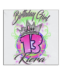 F037 Personalized Airbrushed Birthday Girl Ceramic Coaster