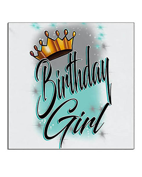 F038 Personalized Airbrushed Birthday Girl Ceramic Coaster