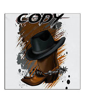 F040 Personalized Airbrushed Cowboy Boots and Hat Ceramic Coaster