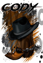 F040 Personalized Airbrushed Cowboy Boots and Hat Hoodie Sweatshirt