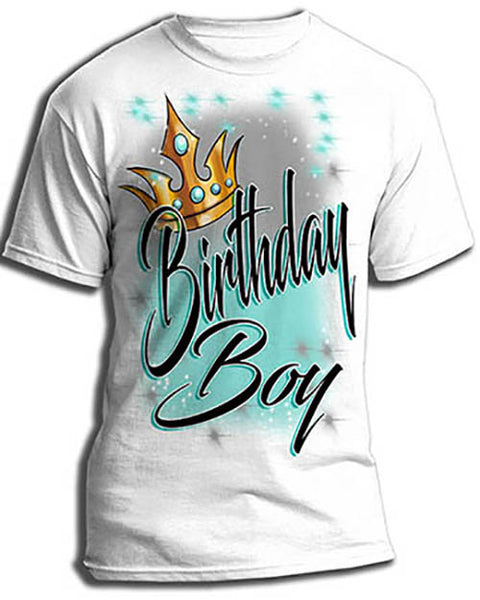F042 Personalized Airbrushed Boy Crown Kids and Adult Tee Shirt