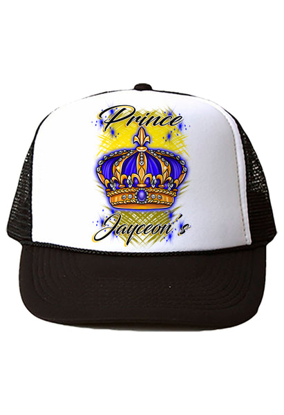 F043 Digitally Airbrush Painted Personalized Custom King Crown    Snapback Trucker Hats