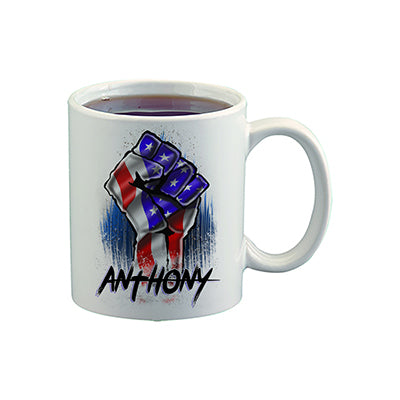 F044 Digitally Airbrush Painted Personalized Custom BLM American Flag    Ceramic Coffee Mug