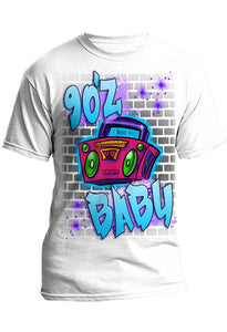 F045 Digitally Airbrush Painted Personalized Custom 90's Boombox  Adult and Kids T-Shirt