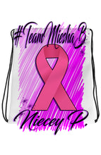 F050 Digitally Airbrush Painted Personalized Custom Breast Cancer Ribbon Awareness  discount  Drawstring Backpack