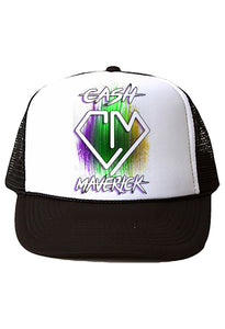 F051 Digitally Airbrush Painted Personalized Custom CM Logo    Snapback Trucker Hats