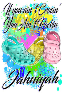 F054 Digitally Airbrush Painted Personalized Custom Croc Flip Flop    Auto License Plate Tag