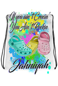 Copy of F053 Digitally Airbrush Painted F054 Digitally Airbrush Painted Personalized Custom Croc Flip Flop  discount  Drawstring Backpack.Custom BLM Sign  discount  Drawstring Backpack.