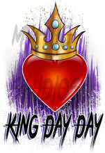 F057 Digitally Airbrush Painted Personalized Custom Heart Crown King Queen  Adult and Kids T-Shirt