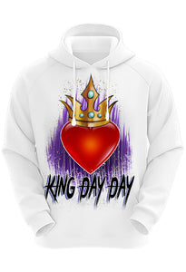 F057 Digitally Airbrush Painted Personalized Custom Heart Crown King Queen  Adult and Kids Hoodie Sweatshirt