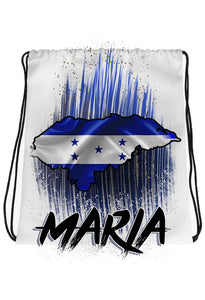 F059 Digitally Airbrush Painted Personalized Custom Honduras Flag Heart  vacation discount  Drawstring Backpack.