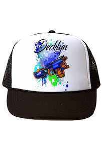 F062 Digitally Airbrush Painted Personalized Custom Toy Water Gun    Snapback Trucker Hats