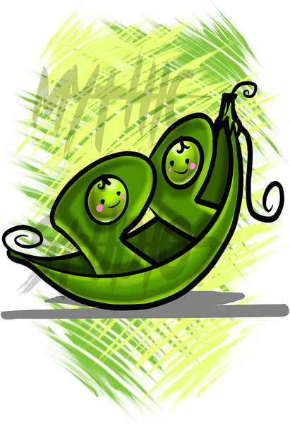 F063 Digitally Airbrush Painted Personalized Custom Two Peas in a Pod 2 peas in a pod  Drawstring Backpack.