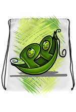 F063 Digitally Airbrush Painted Personalized Custom Two Peas in a Pod 2 peas in a pod  Drawstring Backpack.