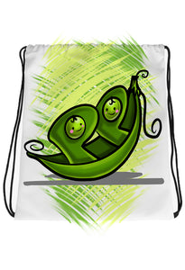 F063 Digitally Airbrush Painted Personalized Custom Two Peas in a Pod 2 peas in a pod  Drawstring Backpack.