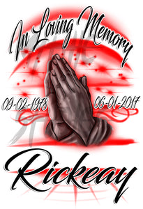 F064 Digitally Airbrush Painted Personalized Custom Praying Hands  Adult and Kids Hoodie Sweatshirt