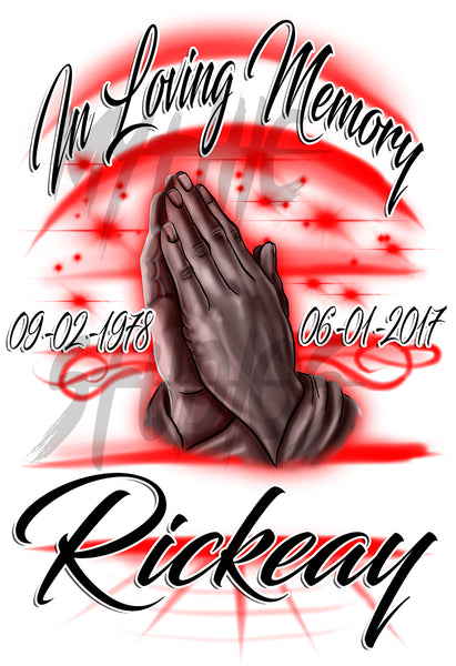 F064 Digitally Airbrush Painted Personalized Custom Praying Hands  Adult and Kids Hoodie Sweatshirt