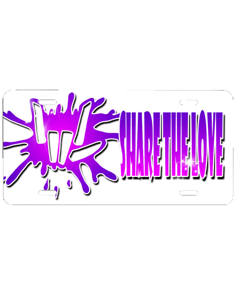 F065 Digitally Airbrush Painted Personalized Custom Share The love    Auto License Plate Tag