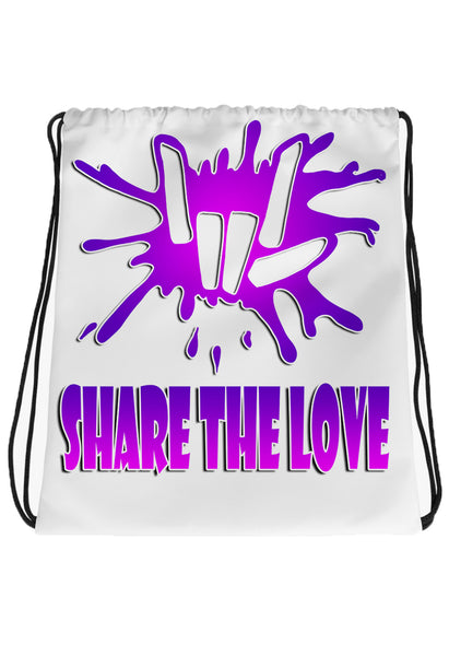 F065 Digitally Airbrush Painted Personalized Custom Share The love  Drawstring Backpack.