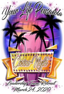F068 Digitally Airbrush Painted Personalized Custom Casino Beach Scene    Auto License Plate Tag