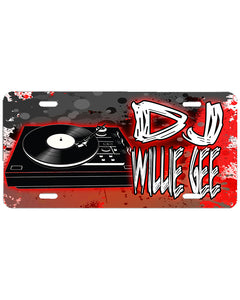 F069 Digitally Airbrush Painted Personalized Custom DJ Record Mixer    Auto License Plate Tag