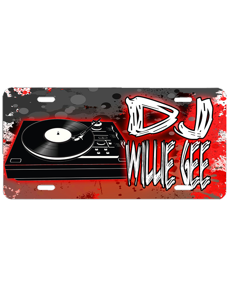 F069 Digitally Airbrush Painted Personalized Custom DJ Record Mixer    Auto License Plate Tag