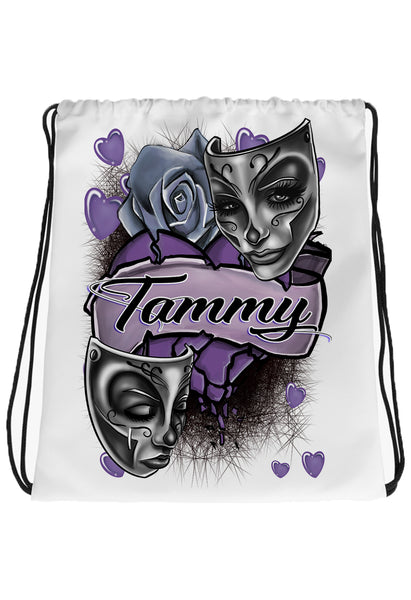 F072 Digitally Airbrush Painted Personalized Custom Arrow  Drawstring Backpack.
