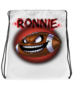 G003 Digitally Airbrush Painted Personalized Custom Football Mean Face Drawstring Backpack