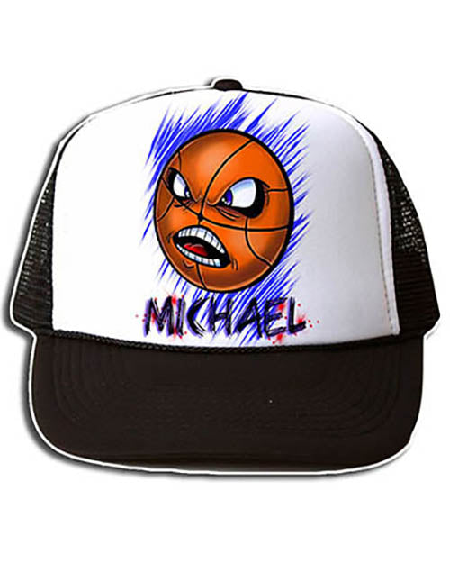 G004 Personalized Airbrush Basketball Snapback Trucker Hat