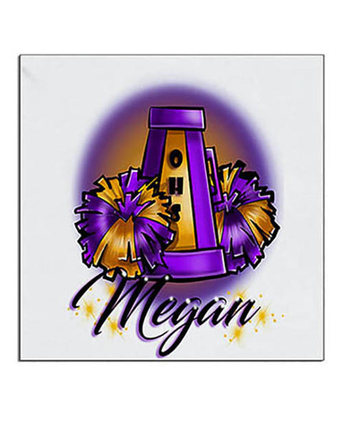 G005 Personalized Airbrush Cheer Pom Pom Ceramic Coaster