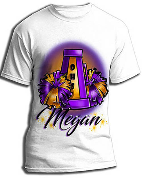 G005 Personalized Airbrush Cheer Pom Pom Tee Shirt