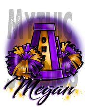 G005 Personalized Airbrush Cheer Pom Pom Tee Shirt
