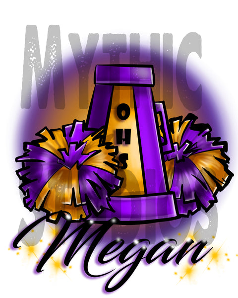 G005 Personalized Airbrush Cheer Pom Pom Tee Shirt