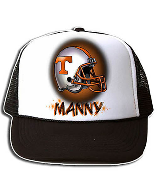 G006 Personalized Airbrush Football Helmet Snapback Trucker Hat Black / No