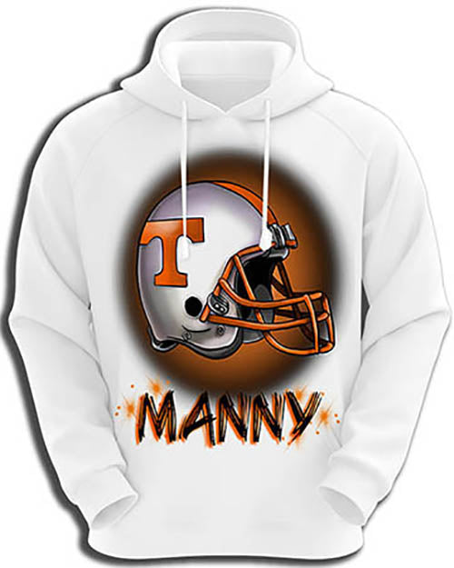 G006 Personalized Airbrush Football Helmet Hoodie Sweatshirt Medium Adult / No / Yes