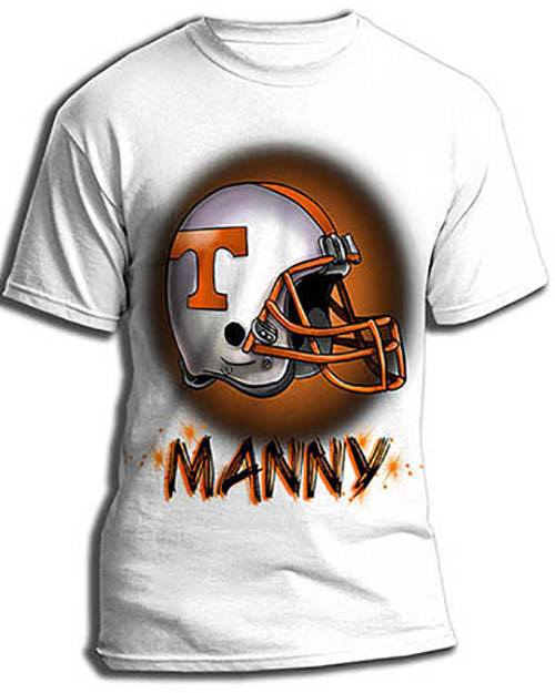 G006 Personalized Airbrush Football Helmet Tee Shirt Medium Adult / No / Yes