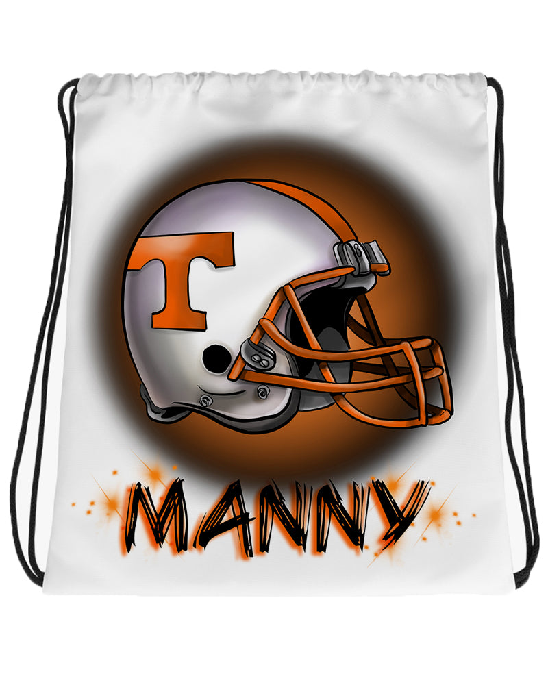 G006 Digitally Airbrush Painted Personalized Custom Football Helmet Drawstring Backpack No