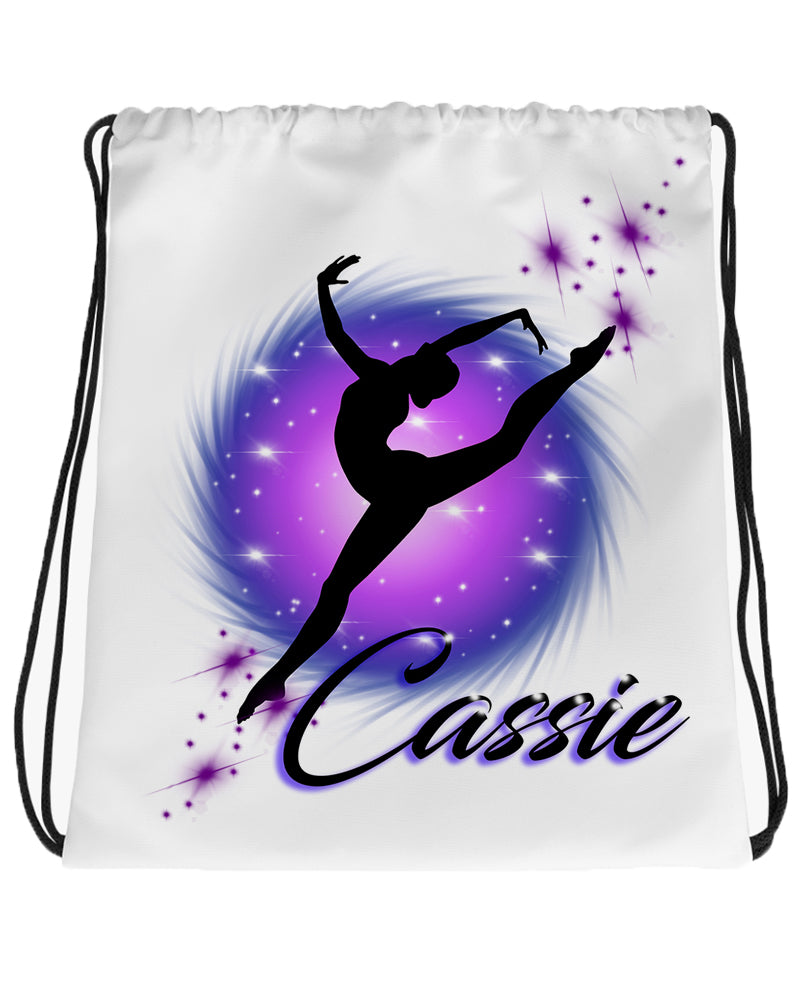 G007 Digitally Airbrush Painted Personalized Custom Cheerleader gymnast dancer girl Drawstring Backpack