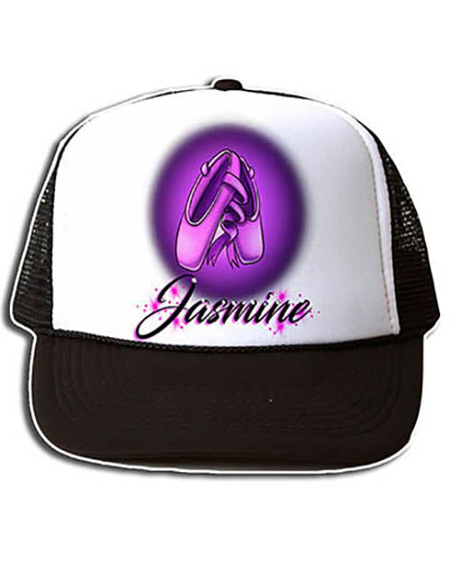 G008 Personalized Airbrush Ballet Shoes Snapback Trucker Hat