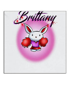 G009 Personalized Airbrush Cheer Bunny Pom Pom Ceramic Coaster
