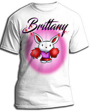 G009 Personalized Airbrush Cheer Bunny Pom Pom Tee Shirt