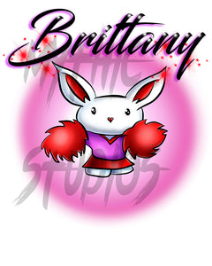 G009 Digitally Airbrush Painted Personalized Custom Cheer Cheerleader Rabbit Drawstring Backpack
