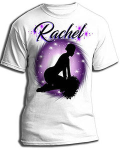 G010 Personalized Airbrush Cheerleader Tee Shirt
