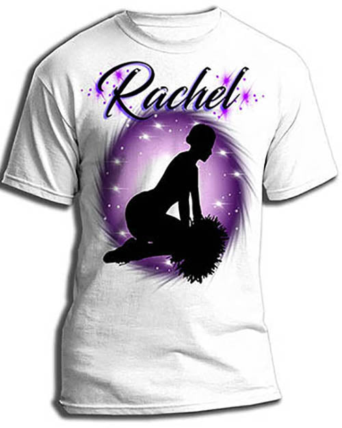 G010 Personalized Airbrush Cheerleader Tee Shirt