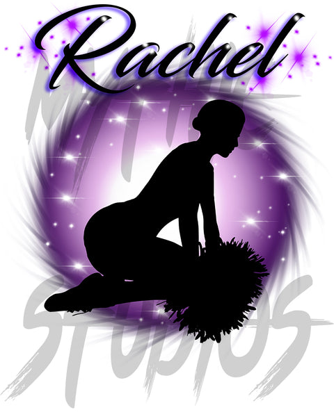 G010 Digitally Airbrush Painted Personalized Custom Cheerleader pom pom Drawstring Backpack
