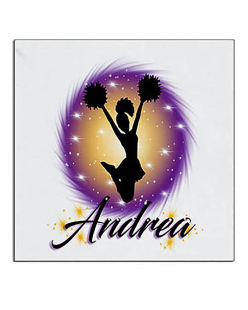 G011 Personalized Airbrush Cheer Pom Pom Ceramic Coaster